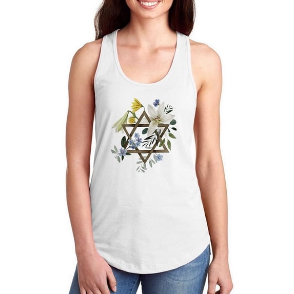 Floral Hanukkah C Racerback Tank Women -Grace Popp Designs, Female Large