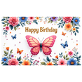 thumbnail image 1 of Floral Happy Birthday Decorative Butterfly Banner for Birthday Party Celebration Garden Event, 1 of 2