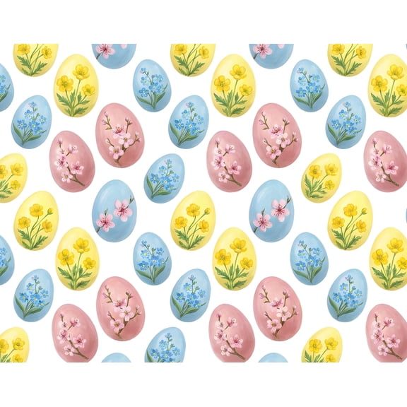 Floral Happy Easter Egg Pattern Edible Icing Image Cake Topper, by TNCT