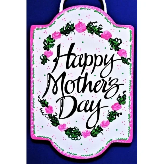 Floral Happy Mother'S Day Sign Wall Art Hanger Hanging Plaque Decor Roses Wood