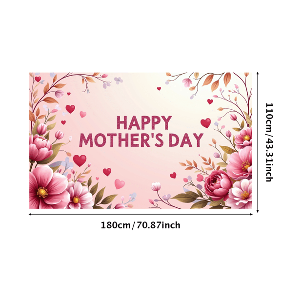 Floral Happy Mother's Day Backdrop Banner Decoration Background Flower Print Party Supplies Wall Hanging Photography Props Mother's Day Celebration
