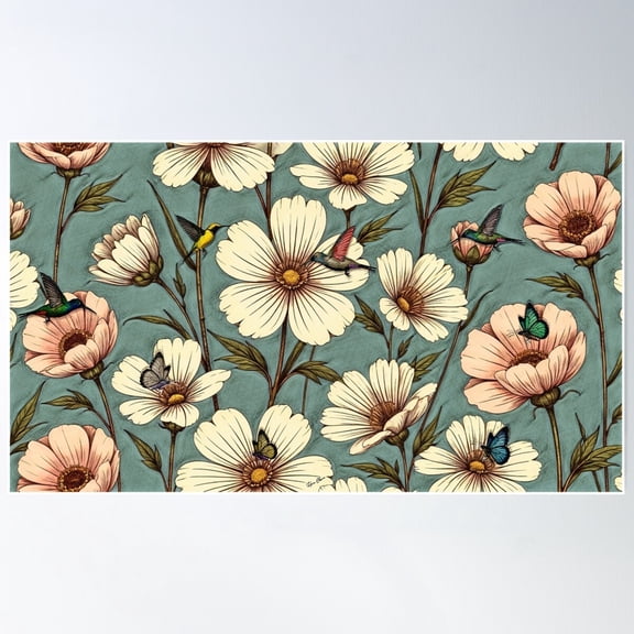 Floral Harmony Poster Wall Art, Modern Wall Decor For Living Room Bedroom, 16x24 UNFRAMED