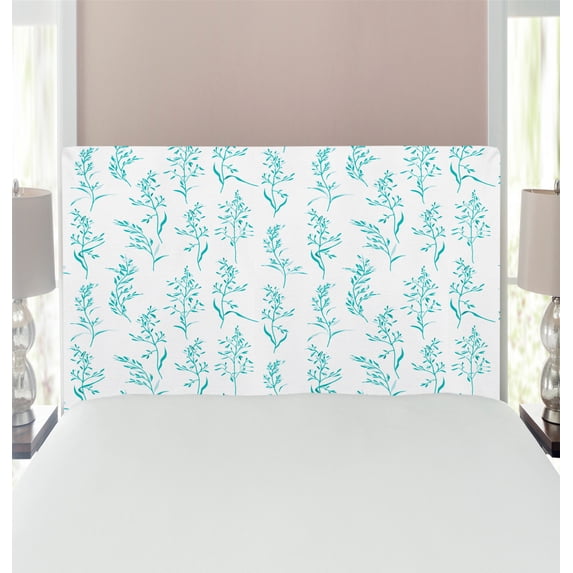 Floral Headboard, Floral Pattern Moderate Essential Botanical Herbs Flower Plants Fresh Twigs Theme, Upholstered Decorative Metal Bed Headboard with Memory Foam, Twin Size, Green Cream, by Ambesonne