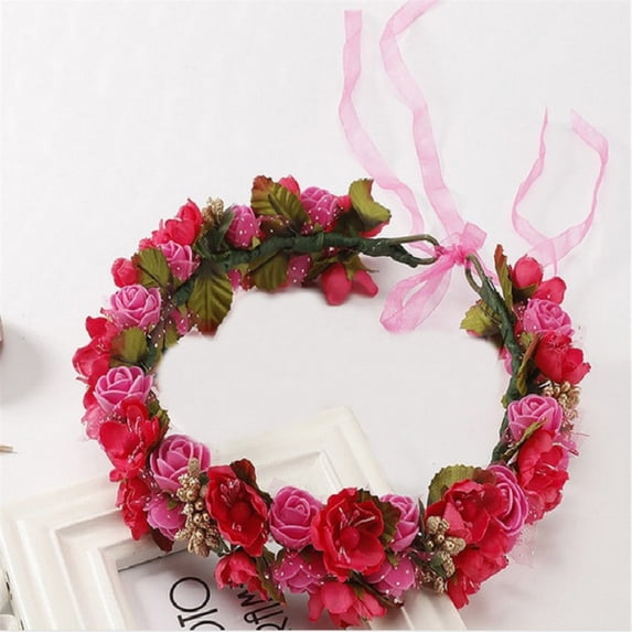 Floral Headpiece for Women Bridal Flower Garland Headband Flower Crown Hair Wreath Flower Crown Wedding Hair Accessory No Snag Comfortable Fit Headband