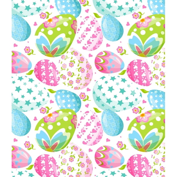 Floral and Heart Decorated Easter Egg Pattern Edible Icing Image Cake Topper, by TNCT
