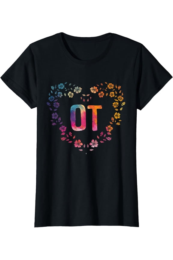 Floral Heart Occupational Therapist OTA Occupational Therapy T-Shirt