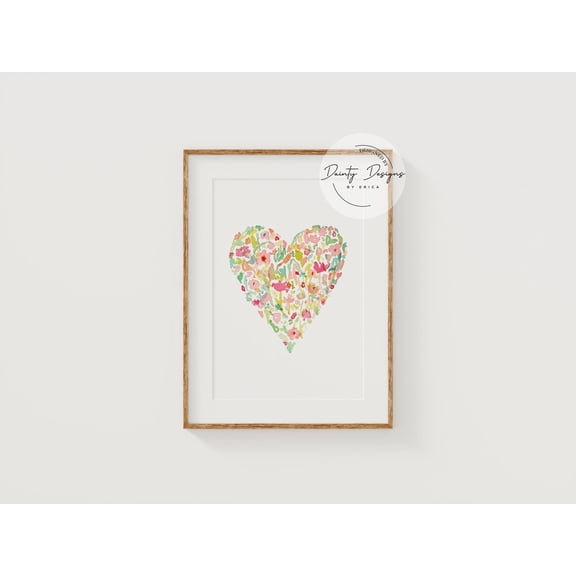 Floral Heart Poster, Valentine'S Day Wall Art, 12x18 UNFRAMED