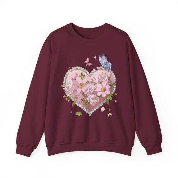 Floral Heart Sweatshirt, Floral Love Sweatshirt, Valentine's Day Sweatshirt, Heart Floral Sweatshirt