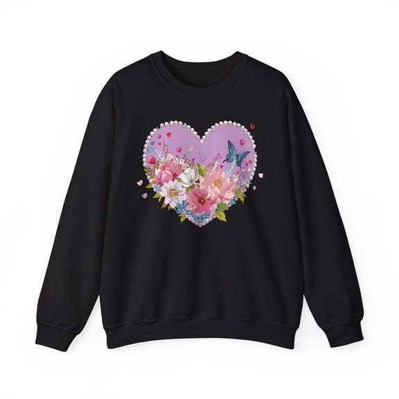 Floral Heart Sweatshirt, Floral Love Sweatshirt, Valentine's Day Sweatshirt, Heart Floral Sweatshirt