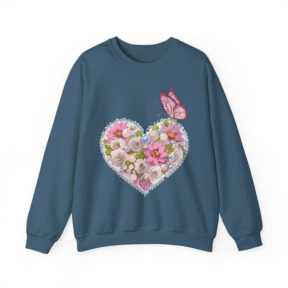 Floral Heart Sweatshirt, Floral Love Sweatshirt, Valentine's Day Sweatshirt, Heart Floral Sweatshirt
