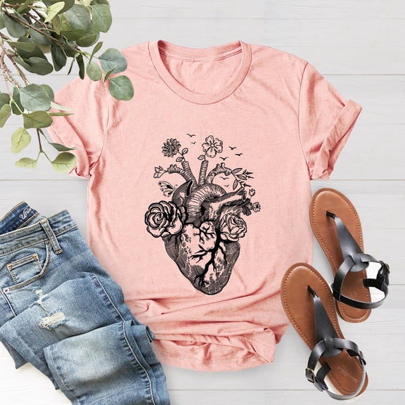 Floral Heart Tee Shirt, Nurse Shirt, Doctor Shirt, Heart Surgery, Cardiac Shirt, Flowers Heart Shirt, Nurse, Cardiac Nurse Tshirt All Size S-5XL