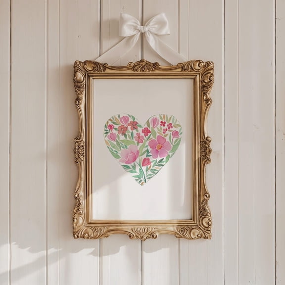 Floral Heart Valentine'S Day Poster, Rustic Valentines Day Wall Art, 16x24 UNFRAMED