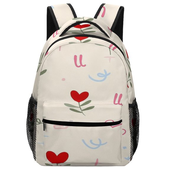 Floral Hearts Pattern Backpack for Teenage Business Daypack College Canvas Bags Durable