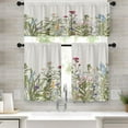 thumbnail image 1 of Floral Herbs Flower Kitchen Window Curtains Valance and Tier Set 36 Inch, Botanical Vintage Sage Green Leaf 3 Piece Set Short Curtains for Window Treatment Tiers for Living Room Bedroom, 1 of 6