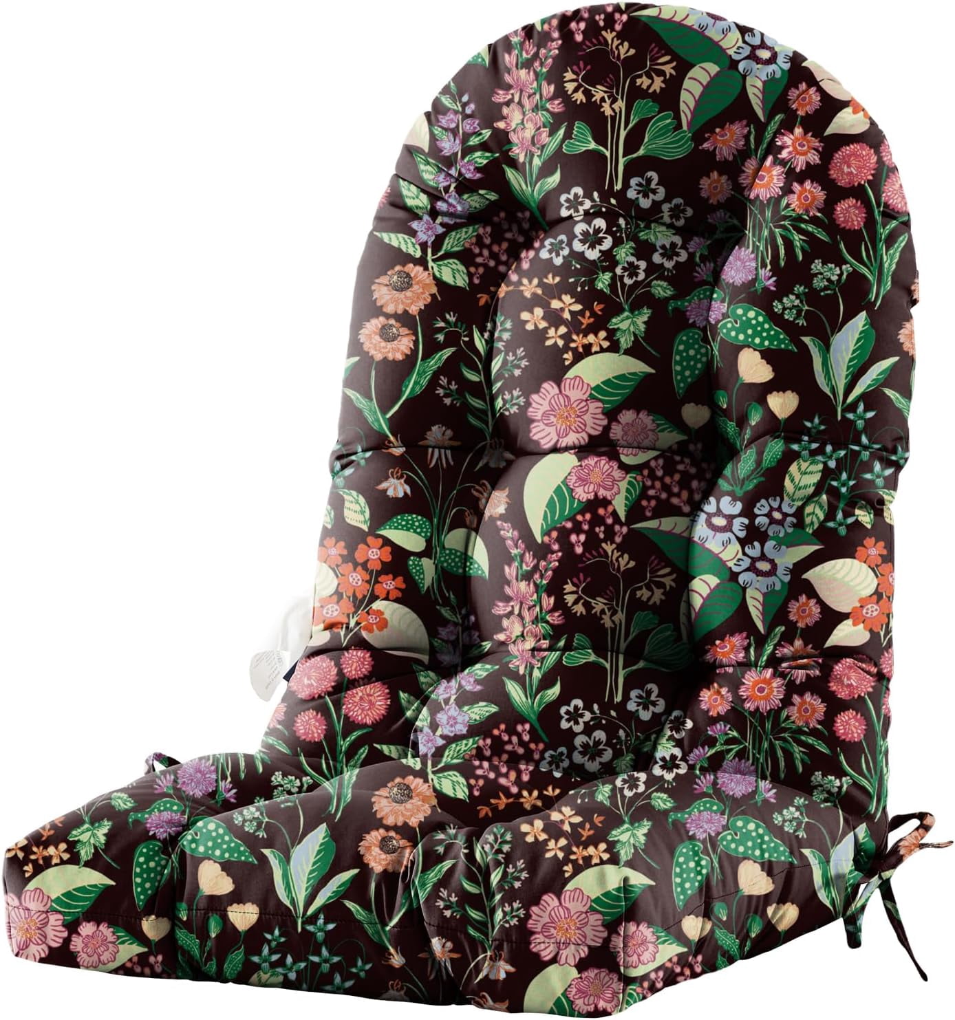 Floral High-Back Seat Cushion - Waterproof Outdoor Adirondack Chair Cushion for Patio Furniture with Tie, Vibrant Patterns, Premium Elastic Padding, Multi-Scenario Use