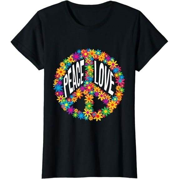 Floral Hippie Peace Sign Gift Peace T-Shirt