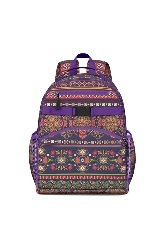 Floral Hippie Waterproof Backpack - Lightweight Student Bag with Breathable Padded Straps