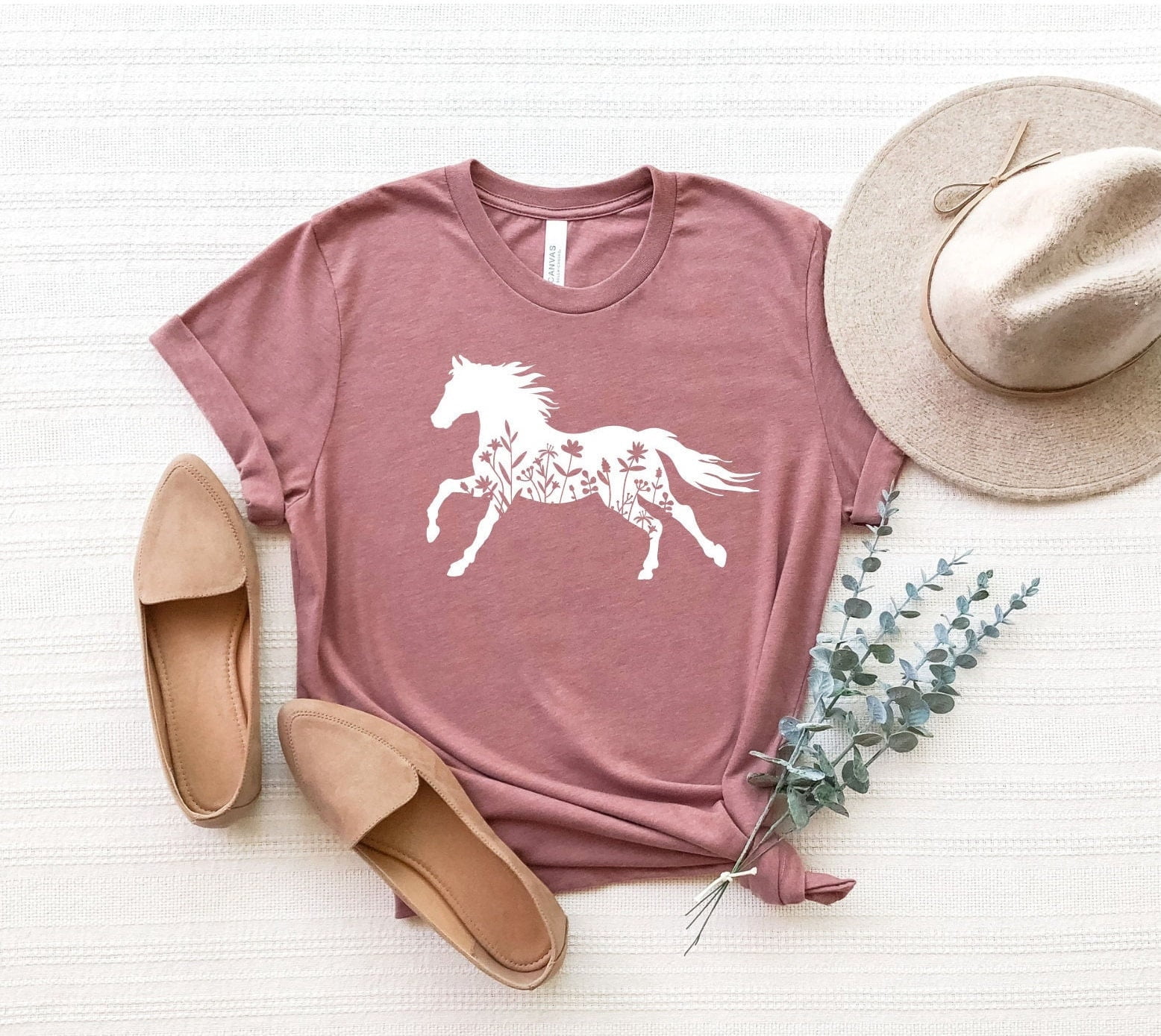 Floral Horse Shirt, Wildflowers Horse T-Shirt, Horse Lover Shirt, Horse Tee, Equestrian Shirt, Horse Lover Gift, Farm Girl Shirt, Farmer Tee