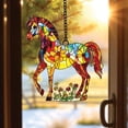 thumbnail image 1 of Floral Horse Suncatcher Ornament, Equestrian Window Hanging, Light Catcher for Horse Lovers, Perfect Home Decor Gift, 1 of 5