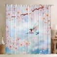 thumbnail image 1 of Floral Hummingbird Curtains & Drapes Cherry Blossom 30%-50% Blackout Curtains 42"Wx84"L Women,Spring Pink Flower Cute Bird Window Curtains Aesthetics Nature Room Decor 2 Panels, 1 of 6