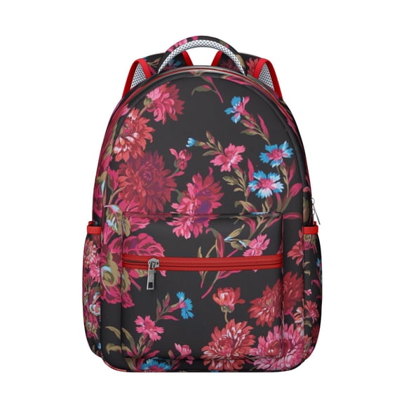 Floral and Hummingbird Illustration Backpack for Students Comfortable, Wear-Resistant School Bag with Watercolor Flower Pattern for Student and Student