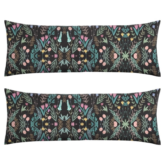 Floral Hummingbird Illustration Body Pillow Cover 20x54 - Abstract Floral Watercolor Long Pillow Case with Zipper - Soft Breathable Maternity Pillowcase - Full Body Pillow Protector