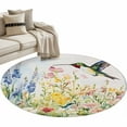 thumbnail image 1 of Floral Hummingbird Round Area Rug 4ft, Spring Watercolor Flowers Washable Non-Slip Circle Rugs for Bedroom Living Room Kitchen, Soft Non Shedding Circle Carpet for Dining Room Dorm, 1 of 9