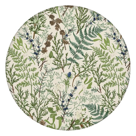 Floral & Hummingbird Round Table Cover Elastic Edge Waterproof Tablecloth with Botanical Garden Print