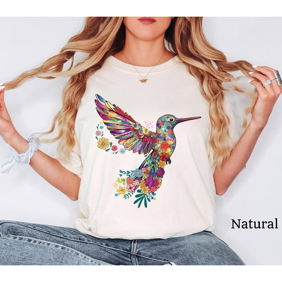 Floral Hummingbird Shirt, Animal Lover Tee, Bird T Shirts, Trendy Tee, Her, Bird Lover T-Shirt, Spring Bird,Flower Shirt,Bird Shirt Tshirt All Size S-5XL