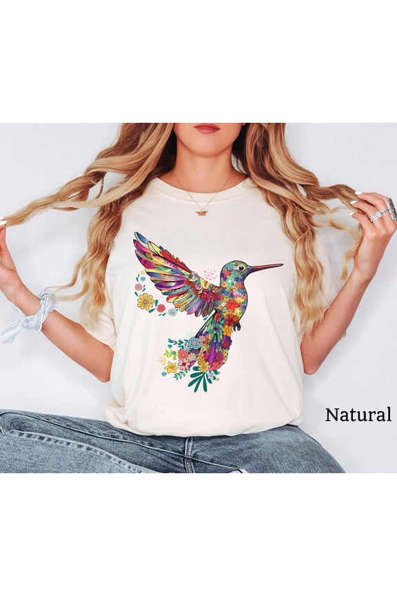 Floral Hummingbird Shirt, Animal Lover Tee, Bird T Shirts, Trendy Tee, Her, Bird Lover T-Shirt, Spring Bird,Flower Shirt,Bird Shirt Tshirt All Size S-5XL