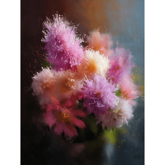 Floral Impressionist Oil Painting Canvas Print Wall Art for Living Room Office Hotel Hallway