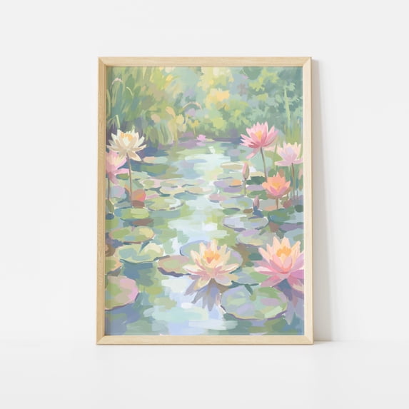 Botinical Ard Floral Impressionist Water Lily Pond Garden Botanical Art Poster ...
