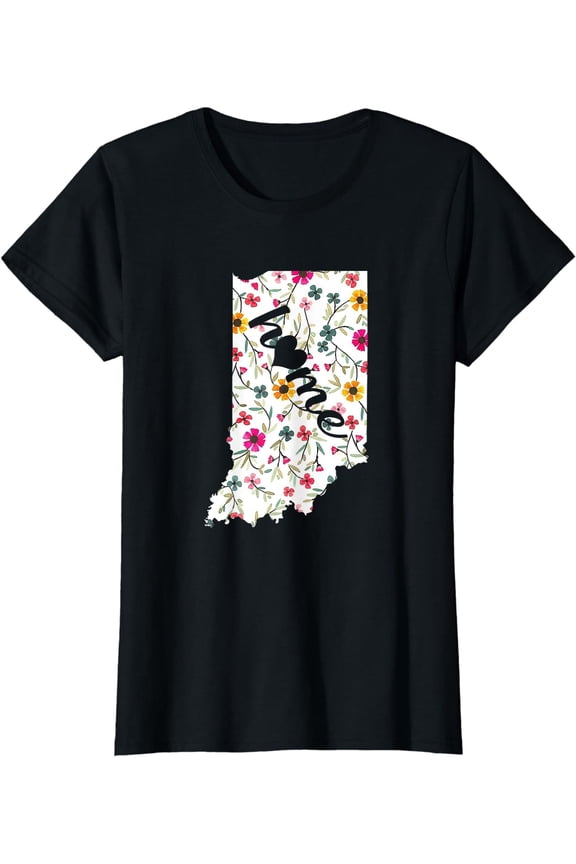 Floral Indiana Home T-Shirt Indiana State In My Heart Shirt T-Shirt