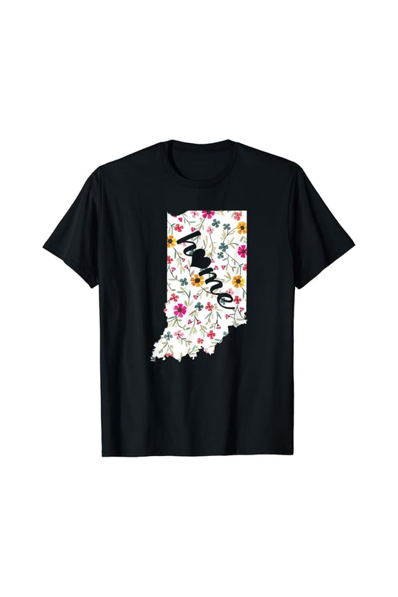 Floral Indiana Home T-Shirt Indiana State In My Heart Shirt T-Shirt