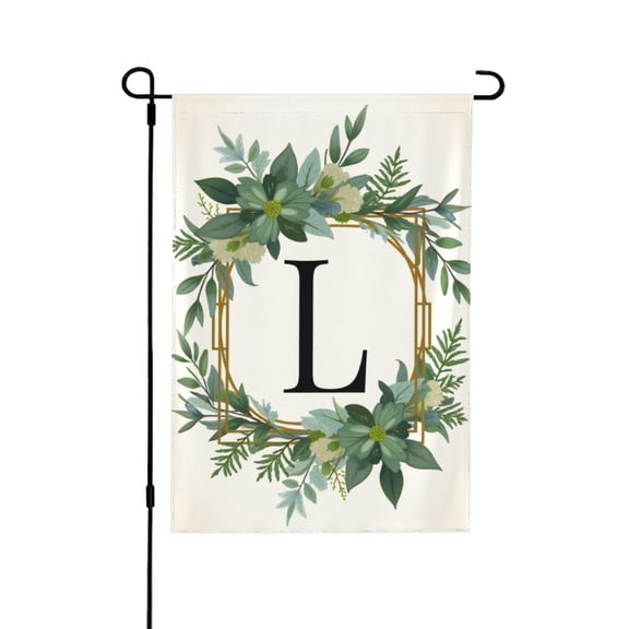 Floral Initial L Garden Flag 12x18 Inch Double Sided – Elegant Greenery & Flower Wreath Outdoor Yard Decoration For Porch, Lawn & Patio, Spring Summer Farmhouse Decor
