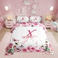 thumbnail image 1 of Floral Initial Letter X Comforter Sets,Initial A-Z Bedding King,ABC's Butterfly Honeybee Down Comforter,Princess Bow Reversible Bed Set with 2 Pillowcases Lightweight, 1 of 6