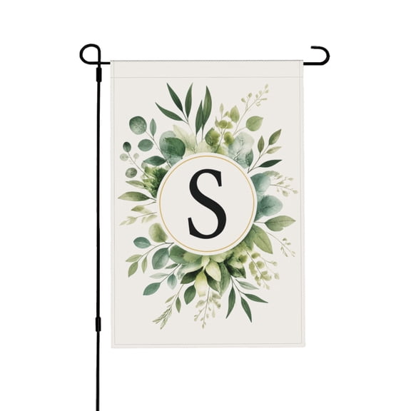 Floral Initial Monogram Letter S Garden Flag For Yard Outdoor Decoration 12x18 in