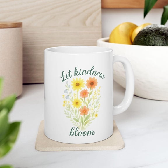Floral Inspirational Ceramic Mug - Perfect for Coffee Lovers, Gift for Friends, Tea Drinkers, Home Decor, Office Essentials