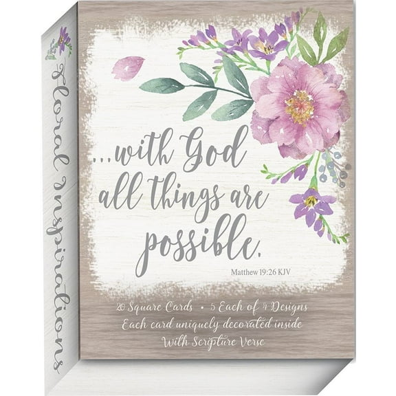 Crown Point Graphics 359838 Blank Square Note Card - Floral Inspirations - Pack of 20