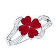 thumbnail image 1 of Rosec Jewels Ruby Floral Engagement Ring for Women - AAA Quality - Natural Ruby Diamond Ring with Jewelry Box, 10K White Gold, US 10.50, 1 of 9