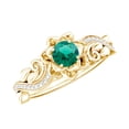 thumbnail image 1 of Rosec Jewels Lab Grown Emerald Flower Engagement Ring - Emerald Moissanite Ring for Women - AAAA Quality - with Jewelry Box, 10K Yellow Gold, US 12.50, 1 of 9