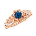 thumbnail image 1 of Rosec Jewels Floral Inspired London Blue Topaz Ring with Diamond for Women - AAA Quality, 14K Rose Gold, US 12.00, 1 of 7