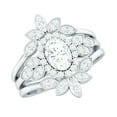 thumbnail image 1 of Rosec Jewels Certified Moissanite Wedding Ring Set of 3 - Vintage Style Oval Engagement Ring with Enhancer - D-VS1 Grade, 10K White Gold, US 6.00, 1 of 9