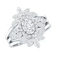 thumbnail image 1 of Rosec Jewels Certified Moissanite Wedding Ring Set of 3 - Vintage Style Oval Engagement Ring with Enhancer - D-VS1 Grade, 18K White Gold, US 5.00, 1 of 9