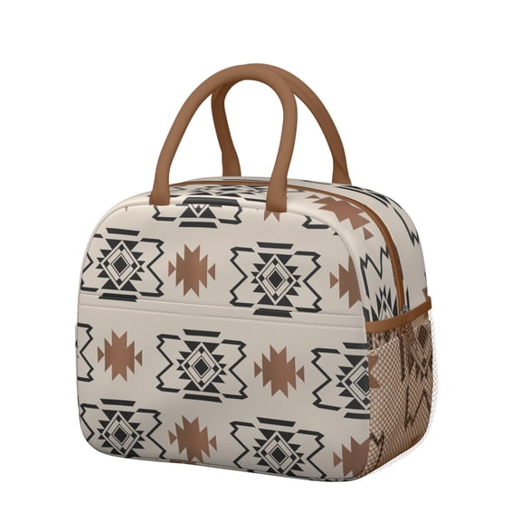 Floral Insulated Lunch Box - Hippie Style Waterproof Lunch Bag, Leakproof & Spacious (Tribal Patterns)