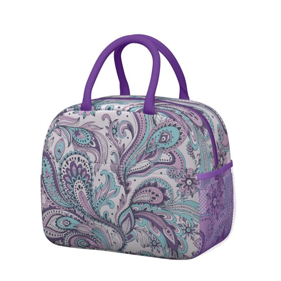 Floral Insulated Lunch Box - Hippie Style Waterproof Lunch Bag, Leakproof & Spacious (Tribal Patterns)