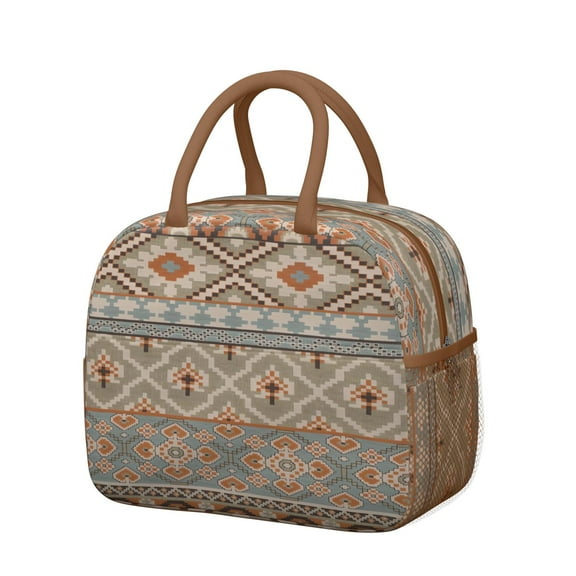Floral Insulated Lunch Box - Hippie Style Waterproof Lunch Bag, Leakproof & Spacious (Tribal Patterns)