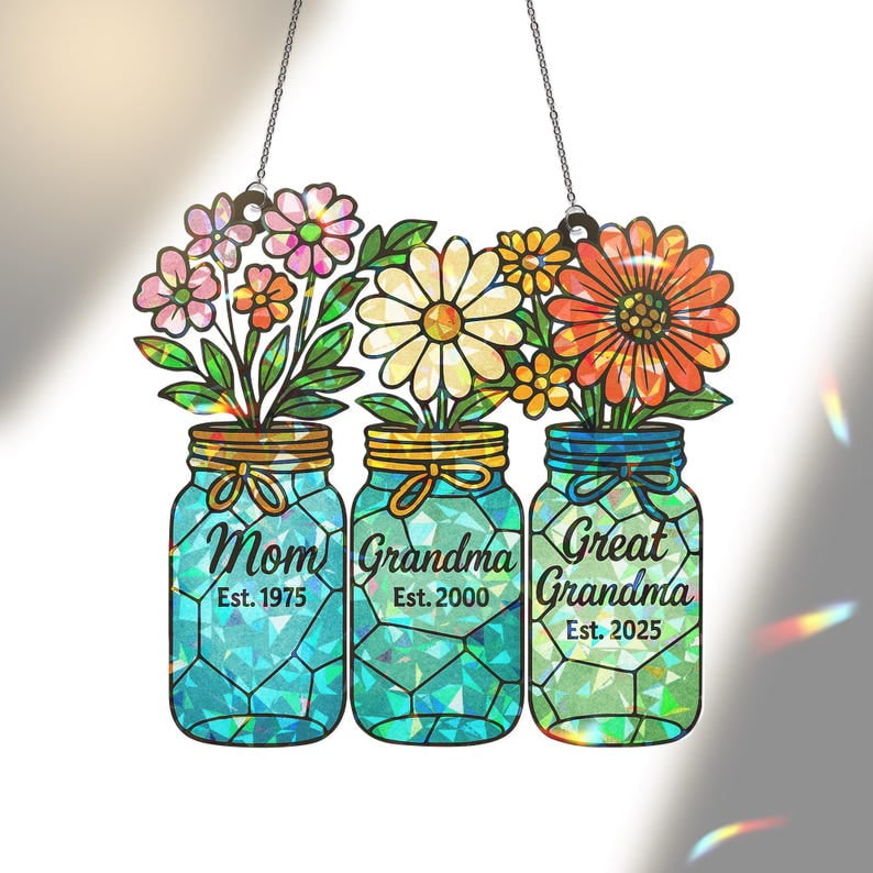 Floral Jar Hologram Ornament: Generations Family Keepsake