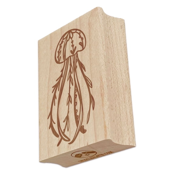 Floral Jellyfish Rectangle Rubber Stamp Stamping Scrapbooking Crafting - Large 2.5in