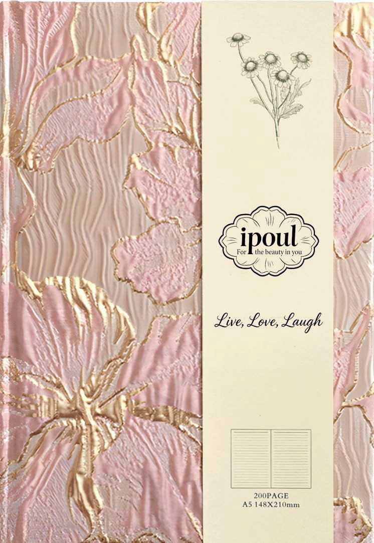 Floral Journal for women, Hardcover Notebook, A5, 6x8, Ruled Pages, Lay Flat, Pretty Journal, Lily Flower, Pink, can be Reading Journal, Writing Notebook, Self Love Journal, Personal Journal